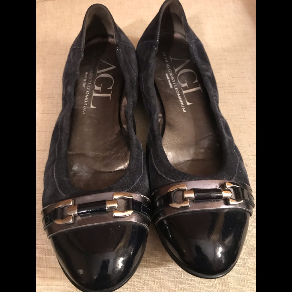 Agl Patent Suede Loafer/Silver Buckle Accent.